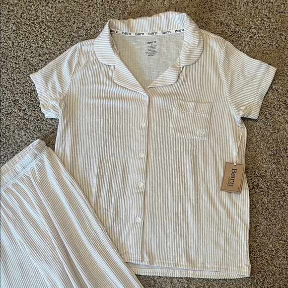 Born Women's Pajama Set - Cream Stripes - Picture 2 of 7